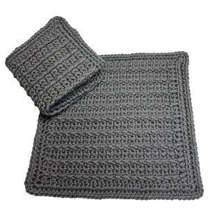 Pair of Crochet Dishcloths Cotton Yarn Heavy Duty Handcrafted Handmade by Seller